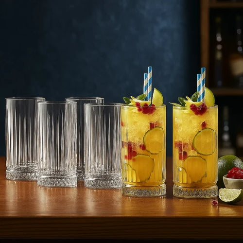 FC crystal tall flow geo glass-set of 6